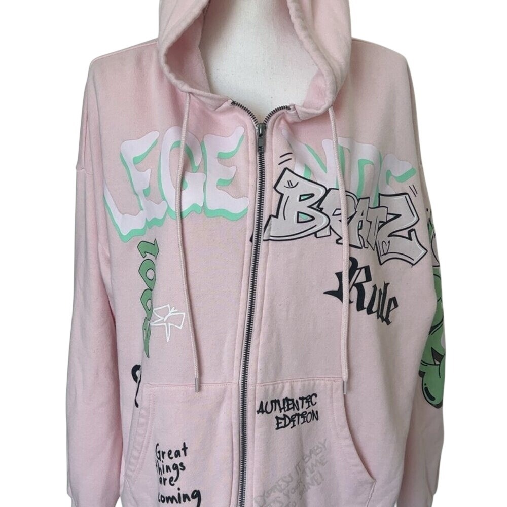 BRATZ full zip Y2K Hoodie Pink Size XL